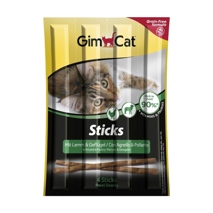 تشویقی مدادی گربه جیم کت با طعم بره و مرغ GimCat Sticks Lamb & Chicken بسته 5 عددی