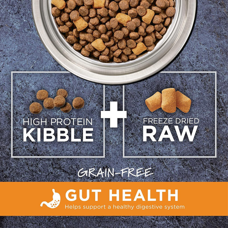  تصویر محتویات غذای خشک مناسب برای مشکلات گوارشی سگ بالغ با طعم مرغ اینستینکت Instinct Raw boost Kibble & Raw Gut Health 