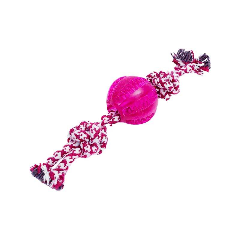  تصویر اسباب بازی دندانی سگ مدل توپ و طناب رنگ صورتی 