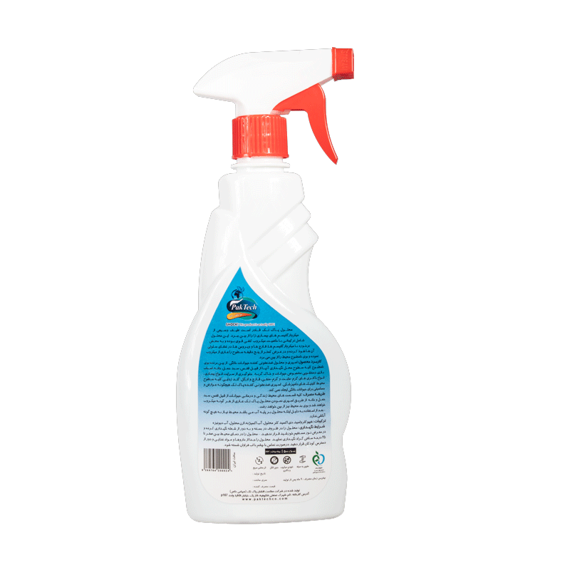  تصویر نمای پشت محلول ضد عفونی کننده پاک تک مدل Disinfectant Pet حجم ۵۰۰ میلی لیتر 