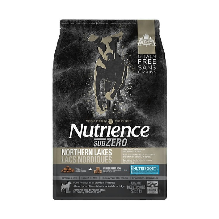 تصویر غذای خشک گربه نوترینس با طعم ماهی و اردک Nutrience Subzero Northern Lakes وزن 2.27 کیلوگرم از نمای پشت