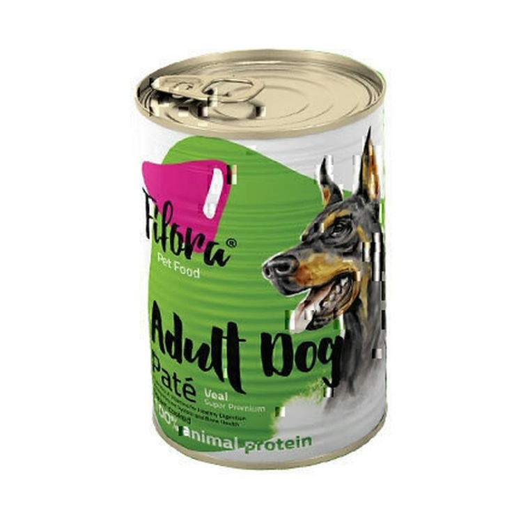 عکس بافت و محتویات کنسرو غذای سگ فیفورا با طعم گوشت گوساله Fifora Maxi Adult Pate Premium with Veal وزن 400 گرم