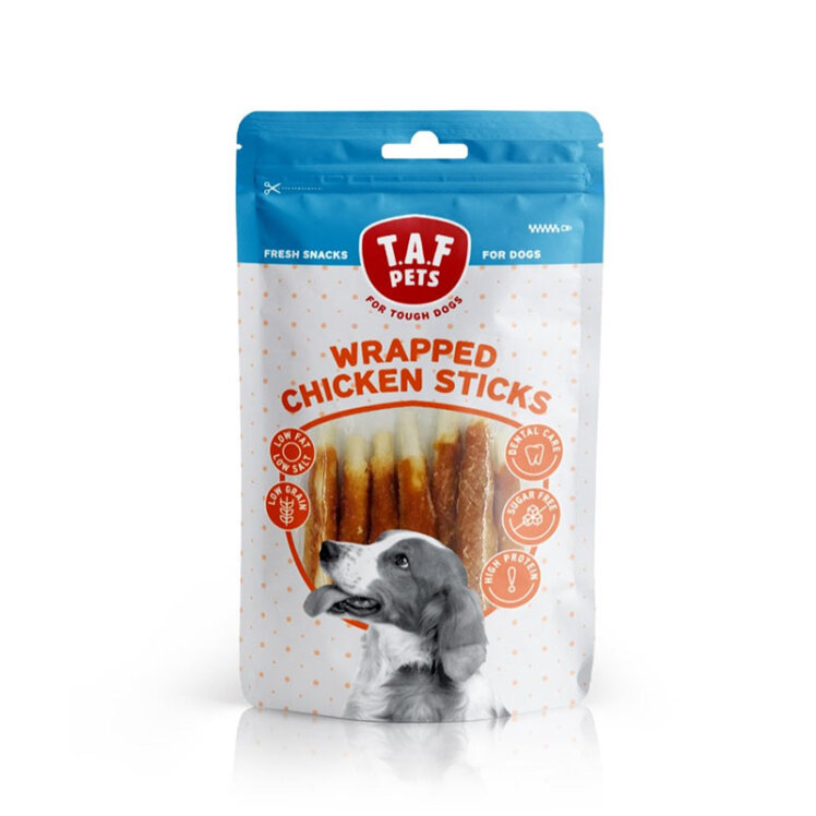 عکس تشویقی مدادی سگ تاف پتز با طعم مرغ T.A.F. Pets Wrapped Chicken Sticks وزن 75 گرم