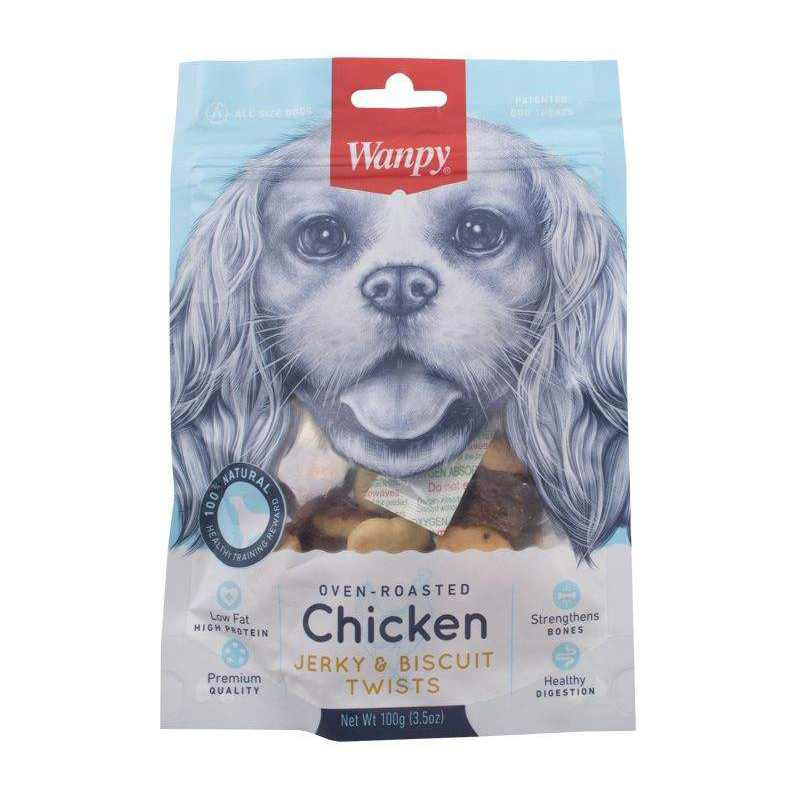  عکس بسته بندی تشویقی سگ ونپی مدل Chicken Jerky & Biscuit وزن 100 گرم 