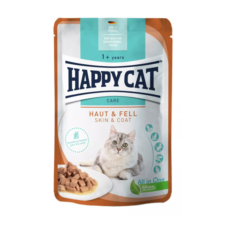 تصویر پوچ گربه هپی کت پوست و مو Happy Cat Sensitive Skin & Coat وزن 85 گرم