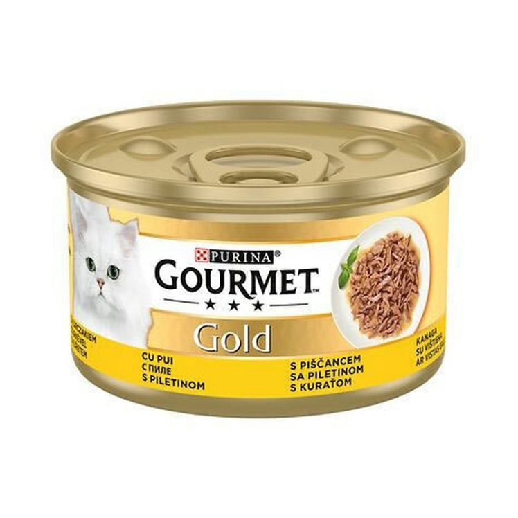تصویر کنسرو گربه گلد گورمت با طعم فیله مرغ در سس Gourmet Gold With Chicken وزن 85 گرم