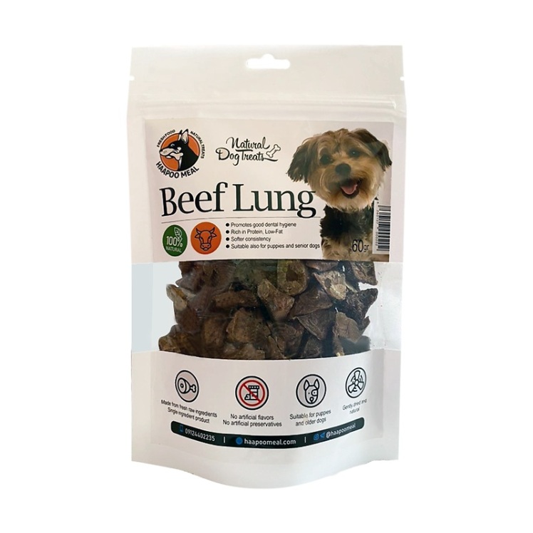عکس محصول تشویقی سگ هاپومیل مدل Beef Lung وزن 60 گرم