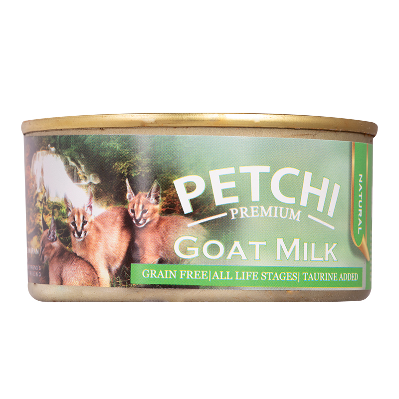  عکس بسته بندی تبلیغاتی کنسرو غذای گربه پتچی مدل Goat Milk وزن 120 گرم 