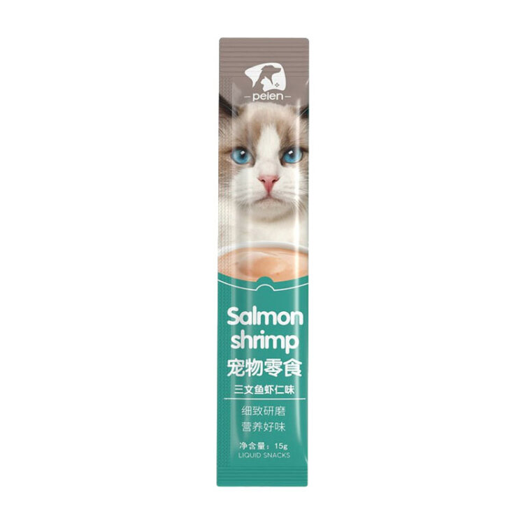 تصویر بستنی گربه با طعم سالمون و میگو پین Peien Salmon & Shrimp وزن 10 گرم