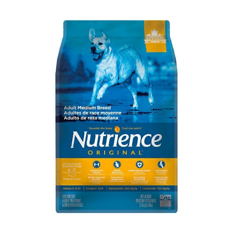 تصویر دانه غذای خشک سگ نژاد متوسط نوترینس با طعم مرغ و برنج قهوهای Nutrience Original Medium Adult With Chicken & Ric