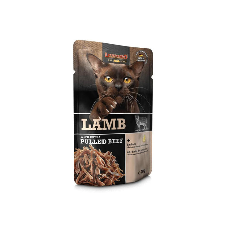 تصویر پوچ گربه بره و گوشت چرخ کرده لئوناردو Leonardo Lamb & Pulled Beef وزن 70 گرم