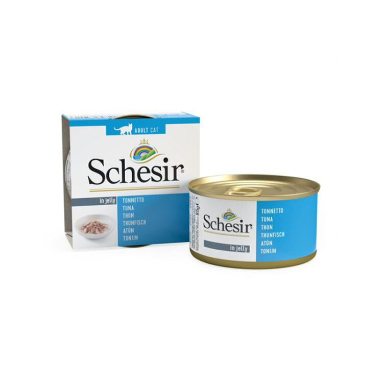 تصویر کنسرو غذای گربه شسیر با طعم ماهی تن در ژله Schesir Cat Wet Food Tunaوزن 85 گرم