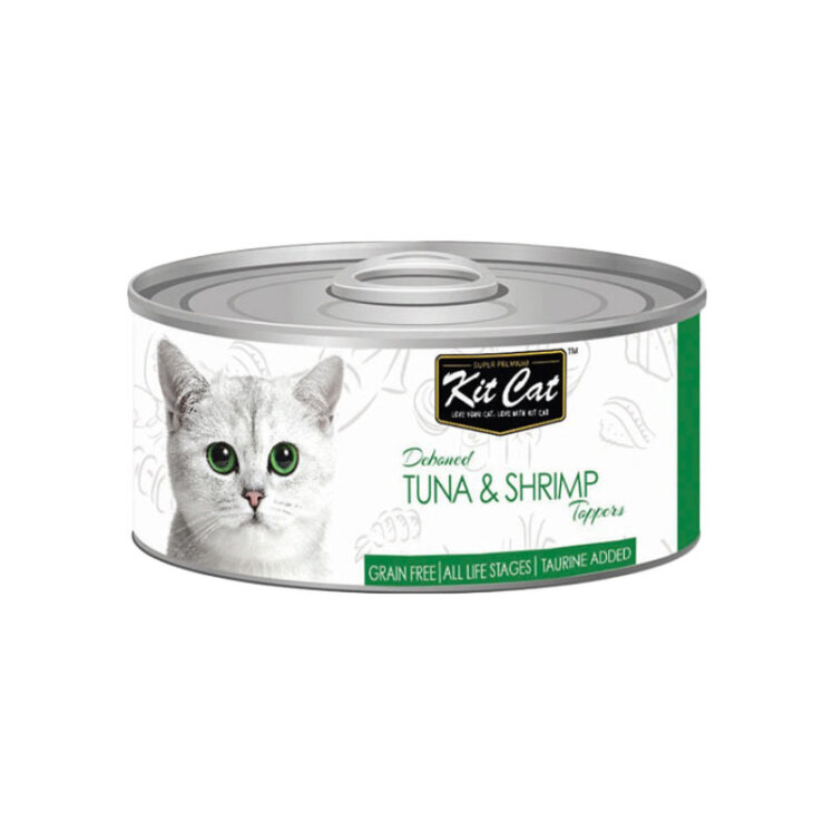 تصویر کنسرو غذای گربه کیت کت با طعم ماهی تن و میگو KitCat Tuna & Shrimp وزن 80 گرم