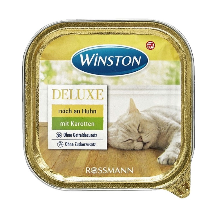 تصویر 2 غذای کاسه ای گربه وینستون با طعم مرغ در سس هویج Winston Deluxe Chicken in Carrot Sauce وزن 100 گرم