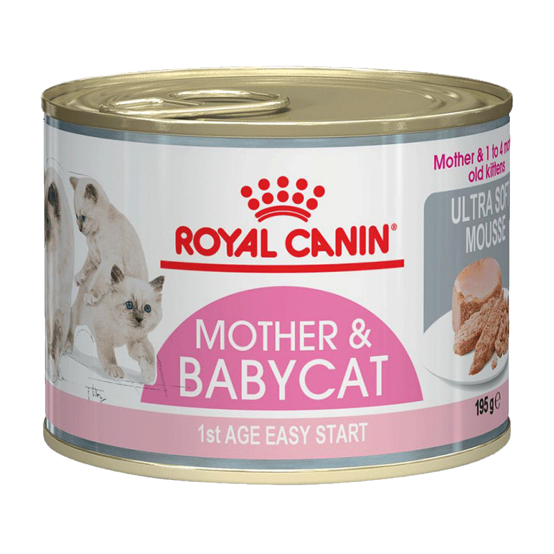 عکس جزییات بسته بندی کنسرو غذای گربه رویال کنین مدل Mother & Baby وزن ۱۹۵ گرم