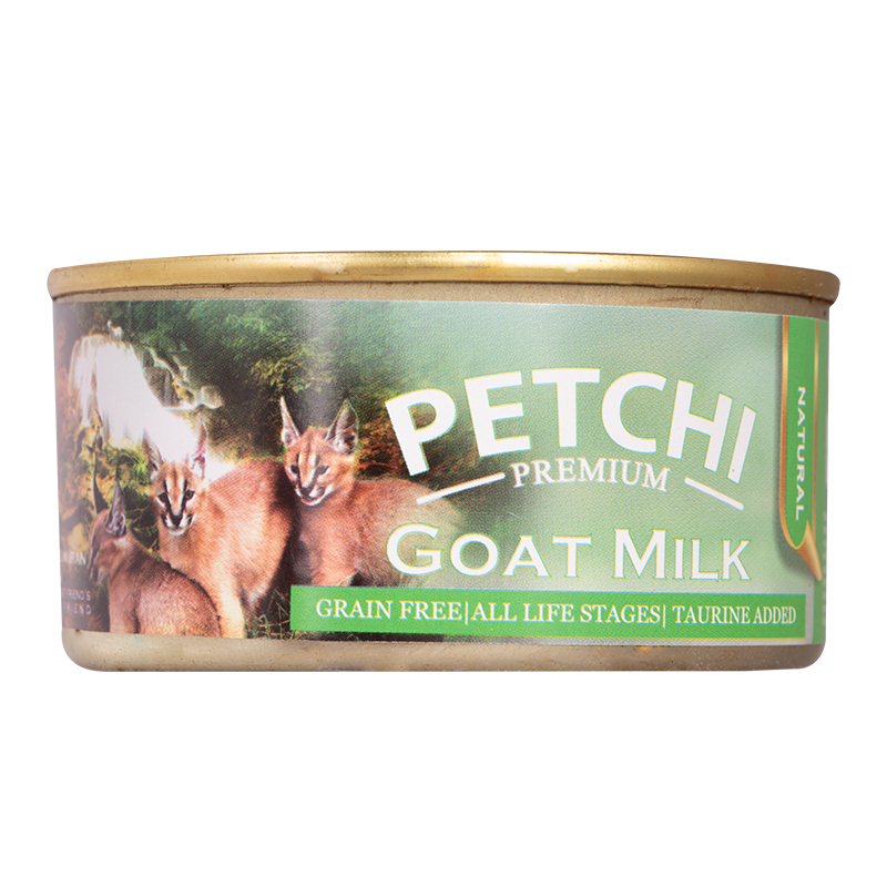  عکس بسته بندی کنسرو غذای گربه پتچی مدل Goat Milk وزن 120 گرم 