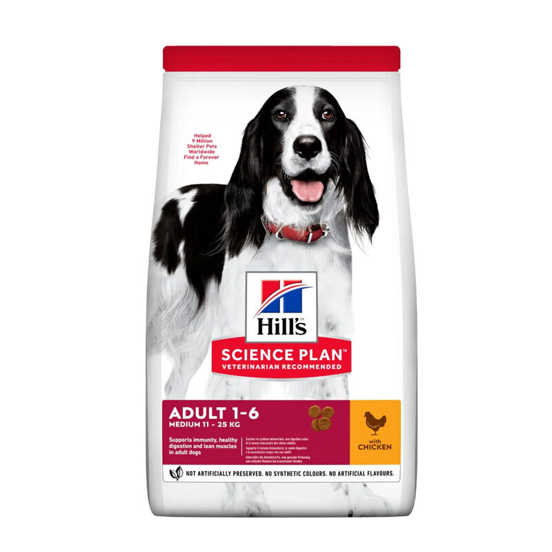  تصویر غذای خشک سگ نژاد متوسط هیلز با طعم مرغ Hills Adult Medium Dog Food With Chicken وزن 14 کیلوگرم 