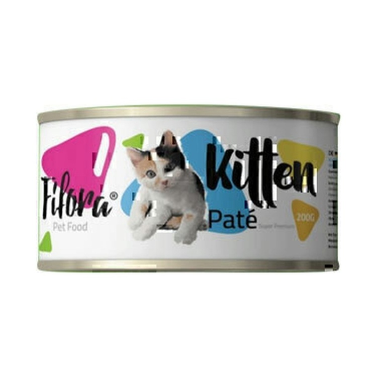 تصویر بافت و محتویات کنسرو غذای بچه گربه فیفورا با طعم میکس گوشت Fifora Kitten Pate Mix Premium وزن 200 گرم