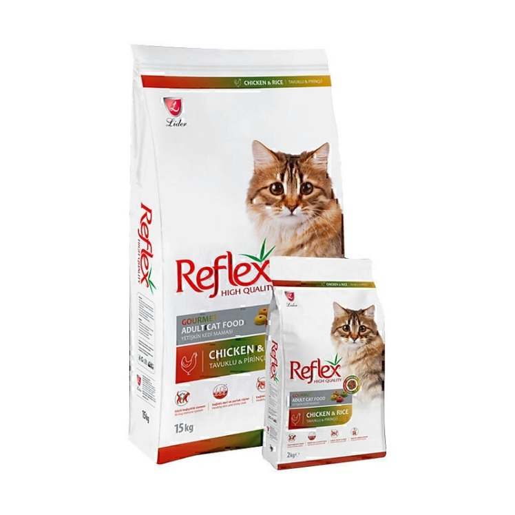 تصویر دانه غذای خشک گربه بالغ با طعم مرغ و برنج رفلکس Reflex Multi Color Chicken And Rice با طعم مرغ و برنج وزن 3 کیلوگر