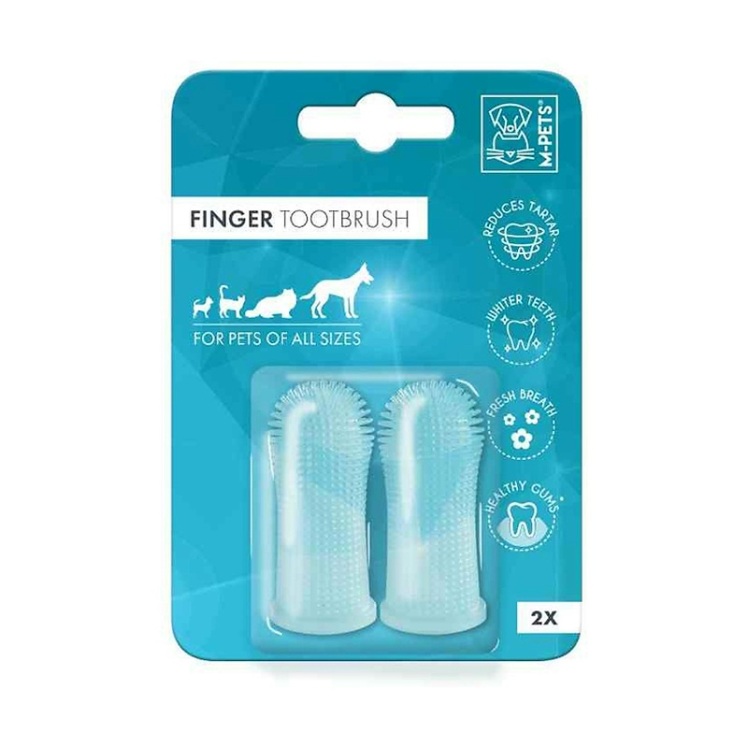 تصویر محصولی مسواک انگشتی سیلیکونی سگ و گربه ام پت M-Pets ToothBrush بسته 2 عددی