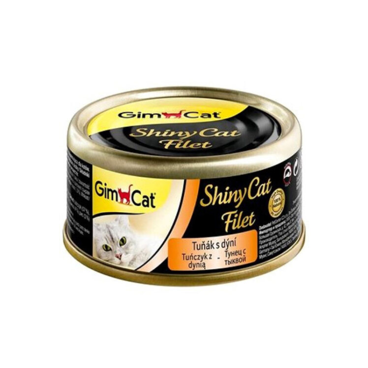 تصویر کنسرو غذای گربه جیم‌ کت با طعم ماهی تن و کدوحلوایی GimCat Tuna Fillet With Pumpkin وزن 70 گرم