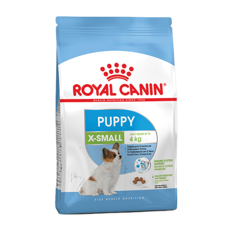 تصویر غذای خشک توله سگ نژاد کوچک رویال کنین Royal Canin X-small Puppy وزن 500 گرم از نمای رو به رو