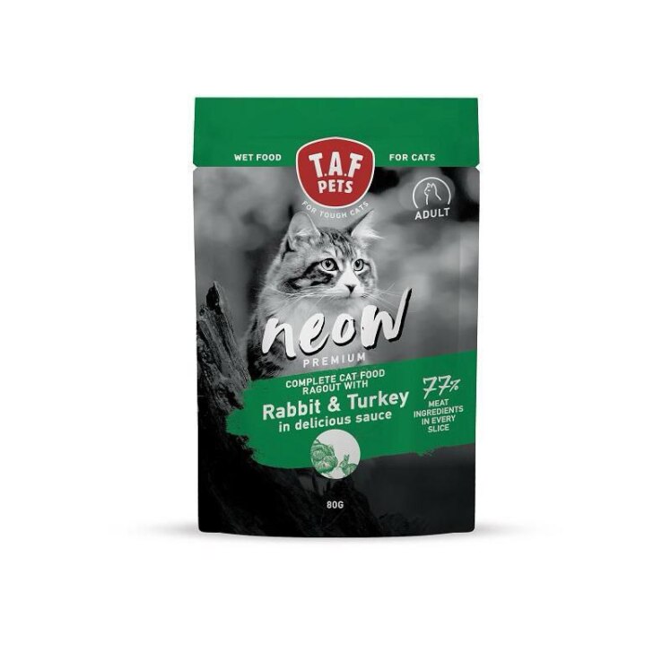 عکس پوچ گربه بالغ تاف پتز با طعم خرگوش و بوقلمون T.A.F. Pets Adult Pouch Rabbit & Turkey in Sauce وزن 80 گرم