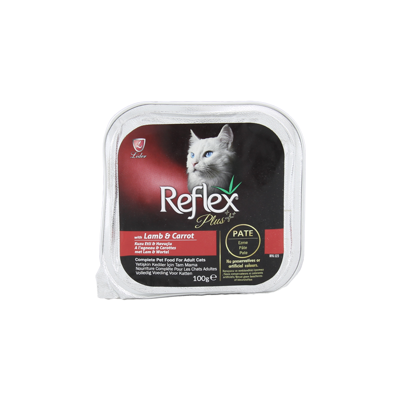  غذای کاسه‌ ای گربه گوشت بره رفلکس پلاس Reflex Plus Lamb & Carrot وزن 100 گرم 