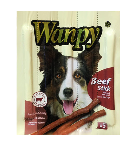  عکس بسته بندی اسنک تشویقی سگ ونپی مدل Beef Stick بسته 5 عددی 
