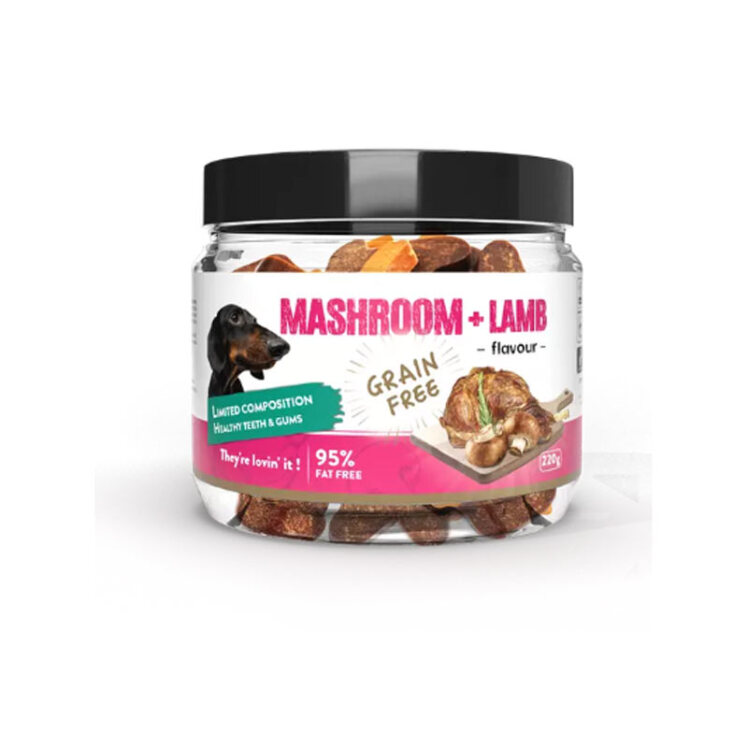 تصویر 1 تشویقی سگ بدون دانه هابون با طعم قارچ و گوشت بره Howbone Dog Snacks With Mashroom And Lamb Flavour وزن 200 گرم
