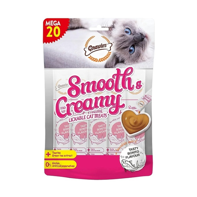 عکس بستنی گربه گناولرز حاوی تائورین با طعم خرچنگ Gnawlers Smooth Creamy Cat Treat With Crab Flavour وزن 4*15 گرم