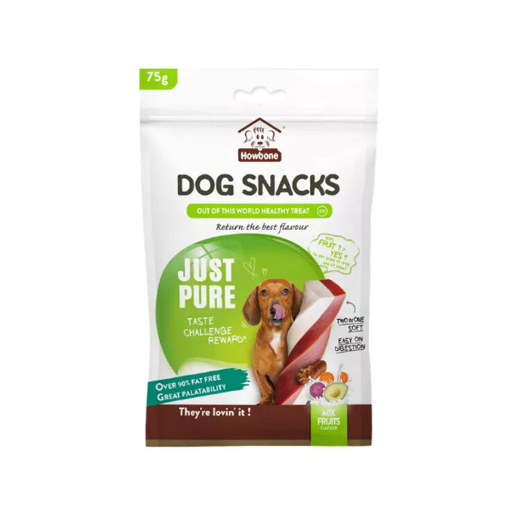 تصویر 1 اسنک تشویقی پیچی سگ هابون با طعم میوه ای Hawbone Dog Snacks Mix Fruity وزن 75 گرم