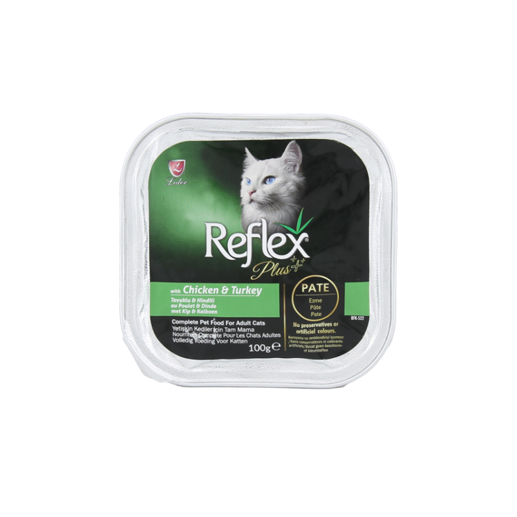 غذای کاسه‌ ای گربه مرغ و بوقلمون رفلکس پلاس Reflex Plus Chicken & Turkey وزن 100 گرم