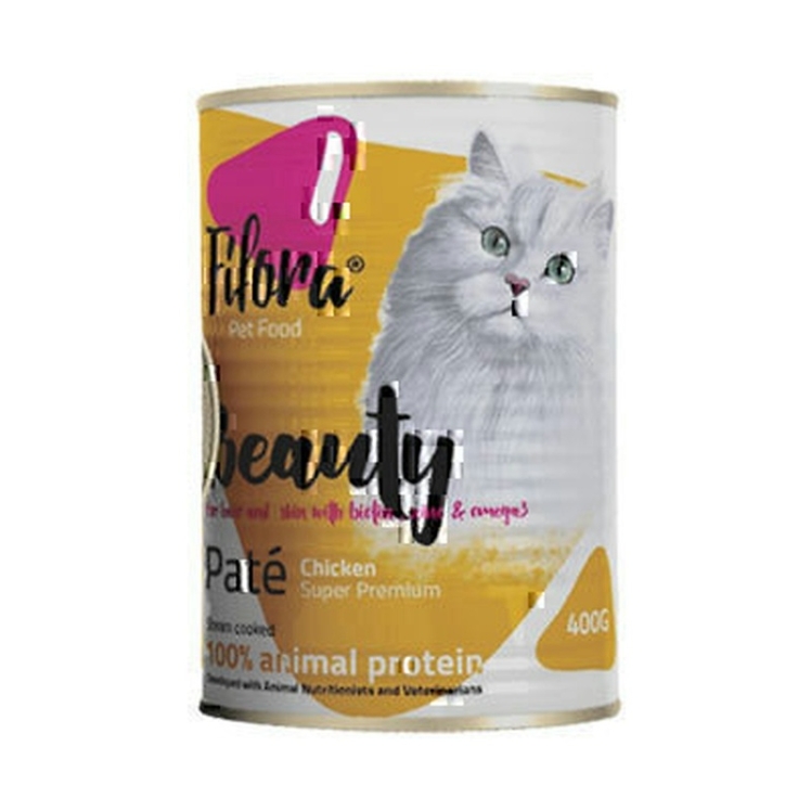 تصویر محتویات کنسرو غذای گربه فیفورا با طعم مرغ Fifora Beauty Pate Premium with Chicken وزن 400 گرم