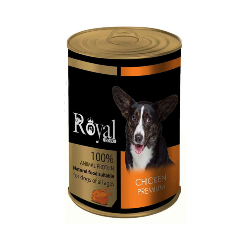  تصویر کنسرو پته سگ رویال کوکو با طعم گوشت مرغ Royal Coco Chicken Dog Food وزن 380 گرم 