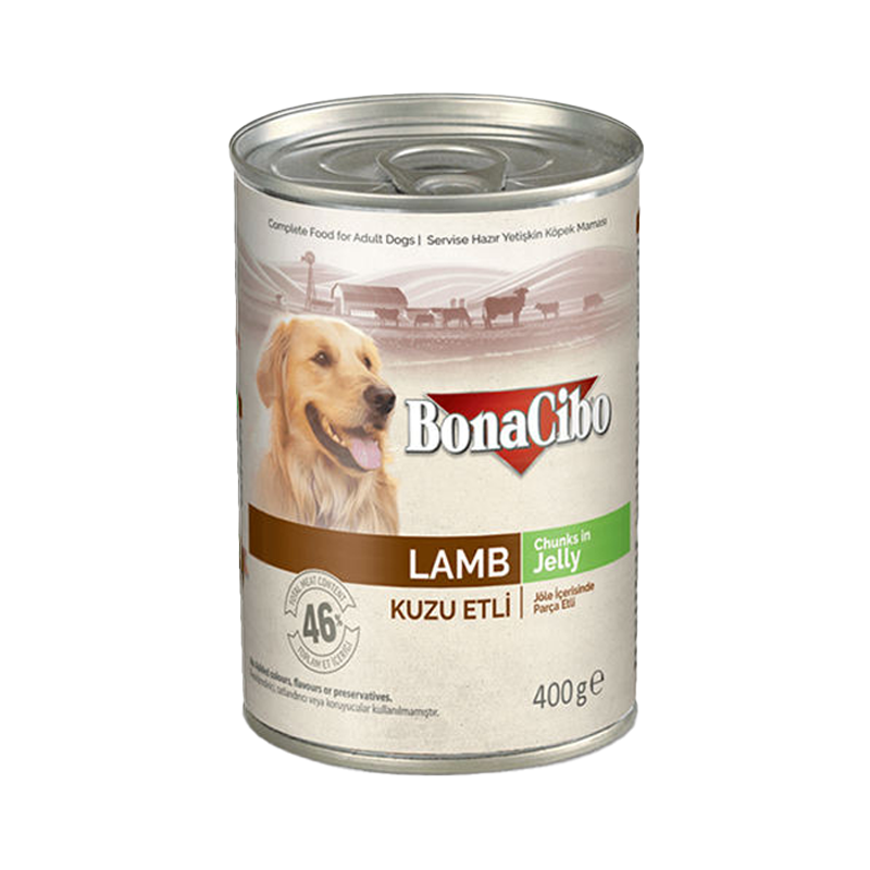  کنسرو غذای سگ بوناسیبو مدل Lamb Chunk in Jelly وزن 400 گرم 