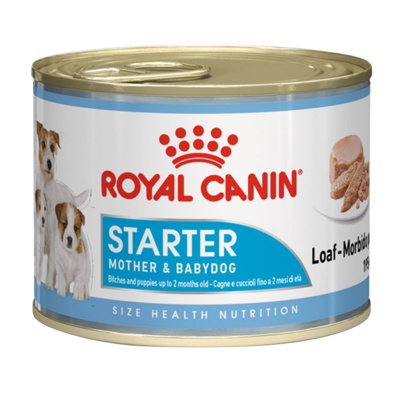  عکس بسته بندی کنسرو غذای سگ رویال کنین مدل Starter Mother & Babydog وزن ۱۹۵ گرم 