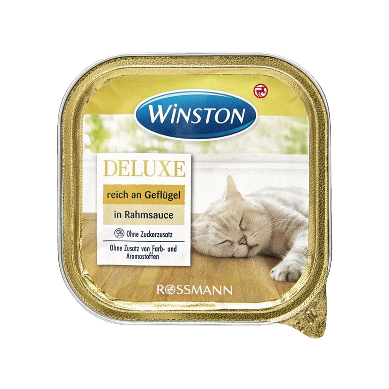  عکس غذای کاسه‌ ای گربه وینستون مدل Deluxe Poultry in Cream Sauce وزن 100 گرم 