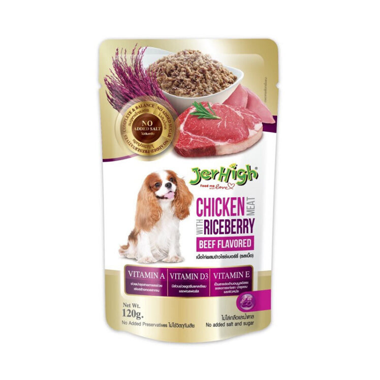 عکس پوچ سگ جرهای با طعم مرغ، برنج و بیف