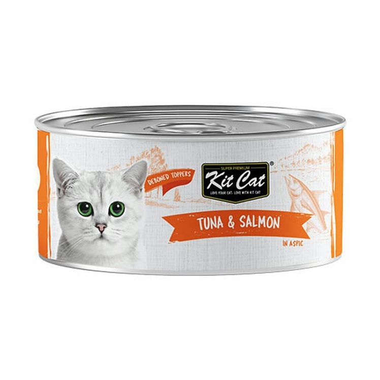 تصویر کنسرو غذای گربه کیت کت با طعم ماهی تن و سالمون KitCat Tuna & Salmon وزن 80 گرم