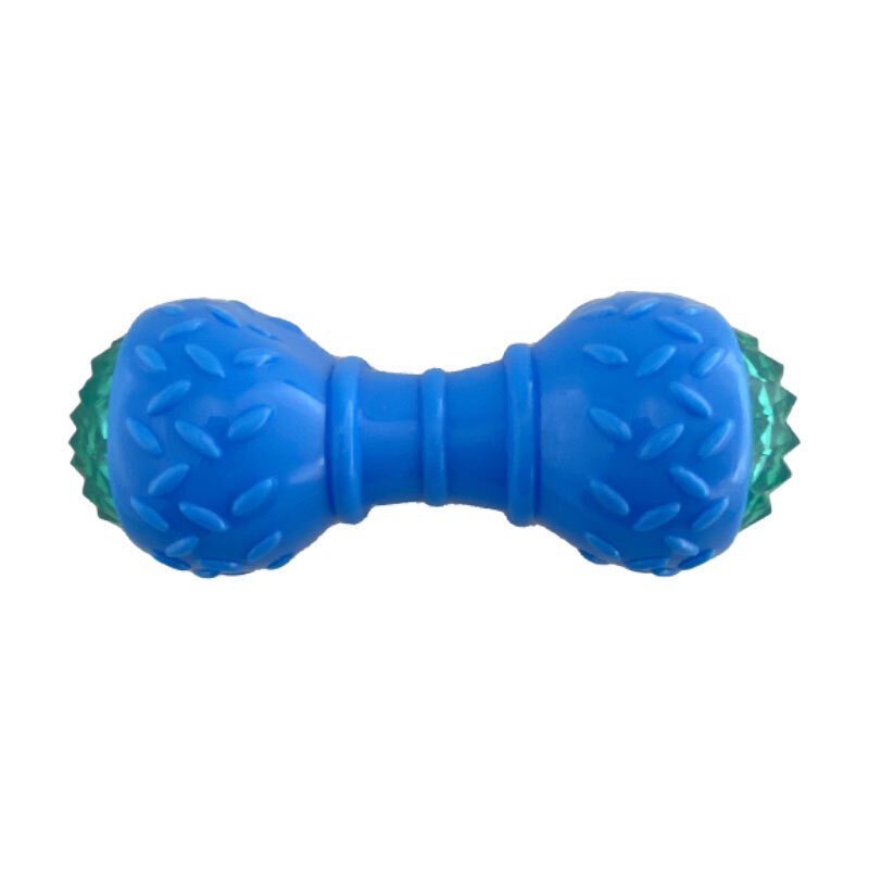  تصویر اسباب بازی دندانی سگ رز پت مدل دمبل چراغ دار رنگ آبی 
