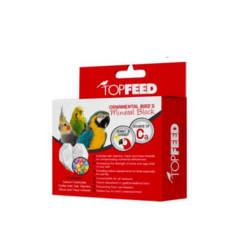  عکس بسته بندی بلوک معدنی همراه با مولتی ویتامین پرندگان تاپ فید Topfeed Multi Vitamin Mineral Block وزن 100 گرم 