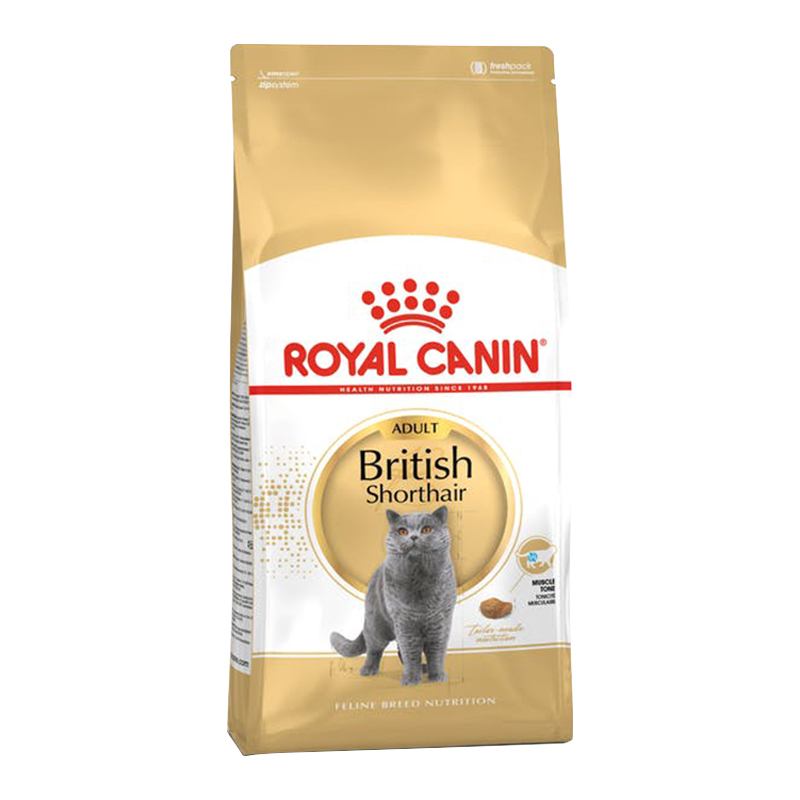  تصویر غذای خشک گربه بالغ بریتیش مو کوتاه رویال کنین Royal Canin Adult British Shorthair وزن 400 گرم از نمای رو به رو 