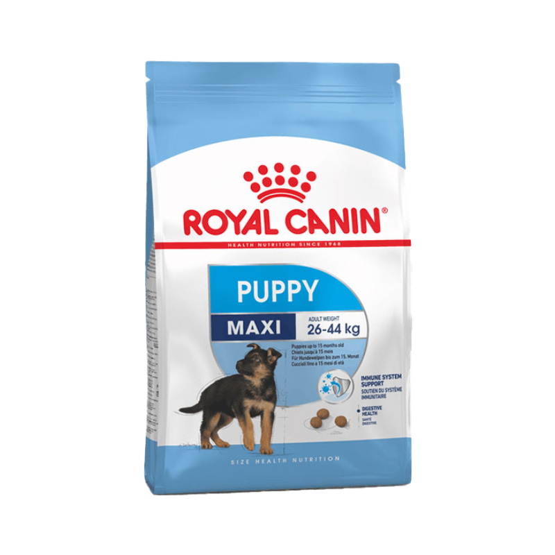  تصویر غذای خشک توله سگ رویال کنین Royal Canin Maxi Puppy وزن 10 کیلوگرم از نمای رو به رو 
