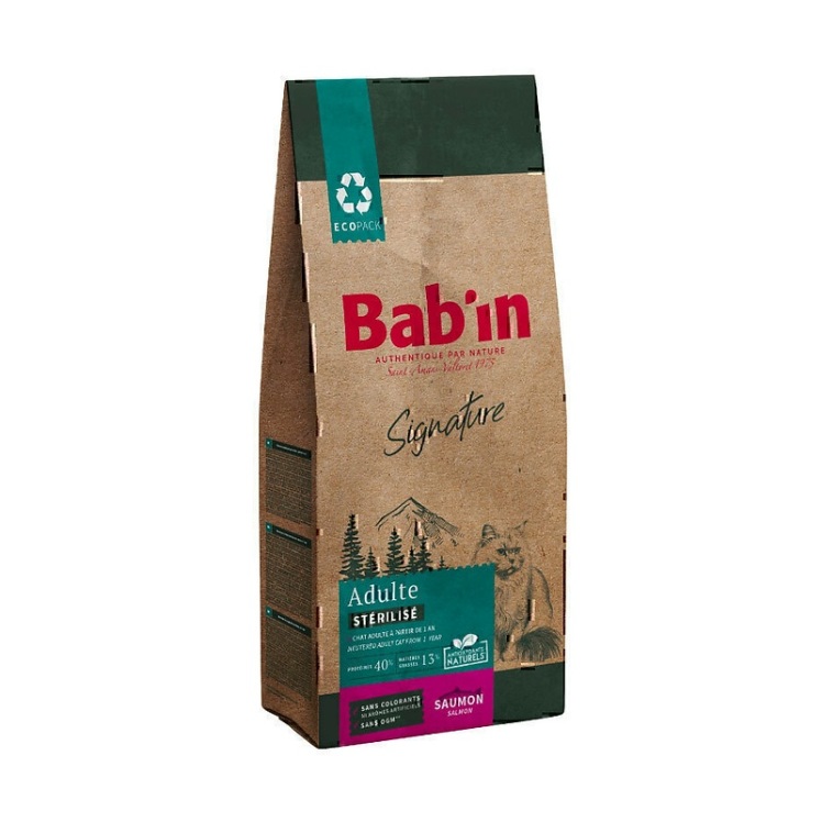 تصویر ترکیبات غذای خشک گربه بالغ عقیم شده بابین Babin Adult Sterilised With Salmon وزن 1.5 کیلوگرم