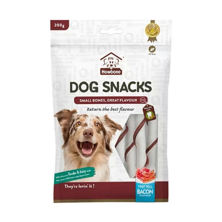 تصویر 2 تشویقی پیچی استخوانی بدون دانه هابون با طعم بیکن Hawbone Dog Snacks With Bacon Flavour وزن 200 گرم