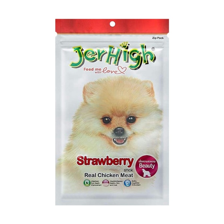 تصویر 2 تشویقی سگ با طعم توت فرنگی جرهای JerHigh Chicken Sticks Strawberry وزن 60 گرم