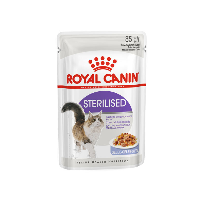  تصویر پوچ گربه عقیم شده رویال کنین در ژله Royal Canin Pouch Sterilised in Jelly وزن 85 گرم 