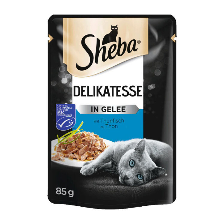 تصویر پوچ گربه با طعم ماهی تن در ژله شیبا Sheba Tuna In Jelly وزن 85 گرم