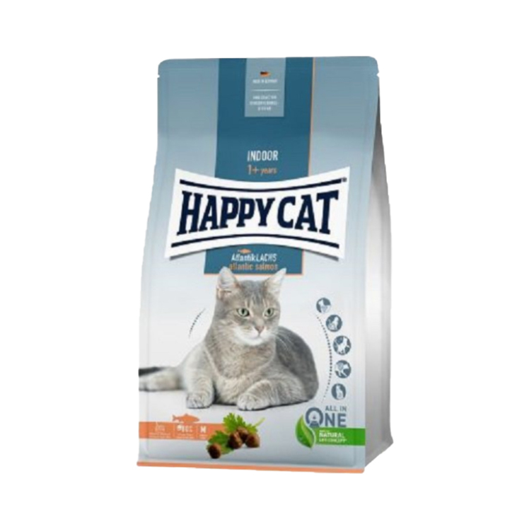 تصویر غذای خشک گربه هپی کت با طعم سالمون Happy Cat Indoor Atlantic Salmon وزن 4 کیلوگرم